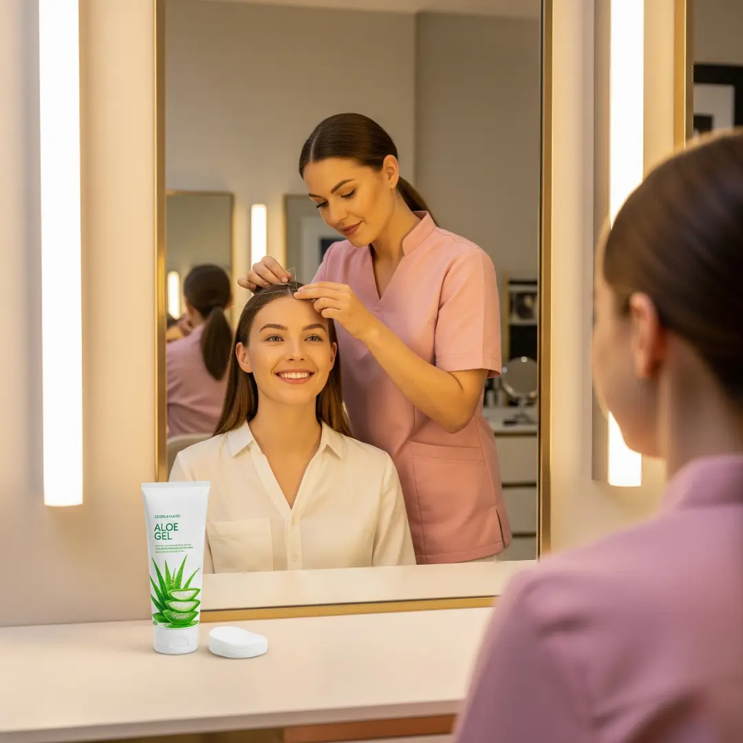 Face Threading with Aloe Gel